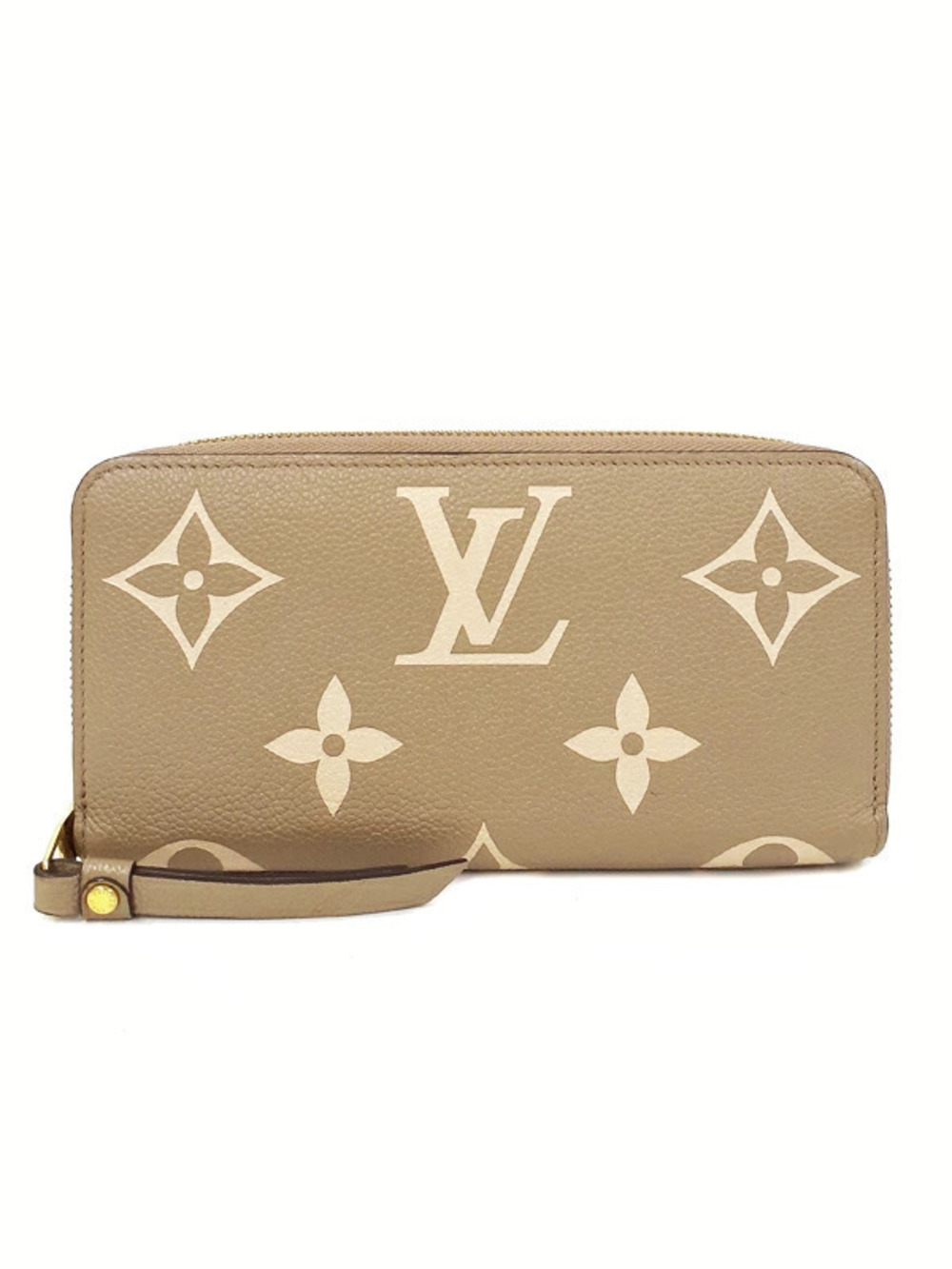 Louis Vuitton Bicolor Monogram Empreinte Zippy Wallet Round Zipper Leather Tan